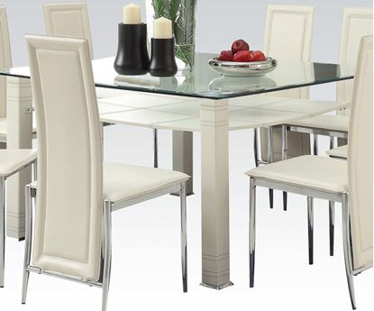 Picture of Riggan Glass Top Dining Table in Chrome and Cream Finish