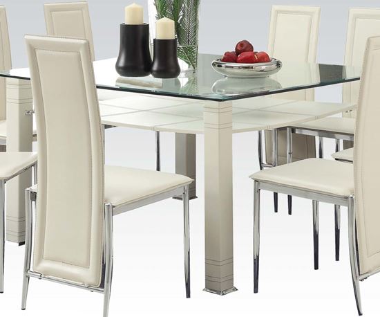 Picture of Riggan Glass Top Dining Table in Chrome and Cream Finish