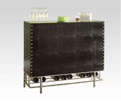 Picture of Gitel Black Crocodile Faux Leather Modern Bar Table