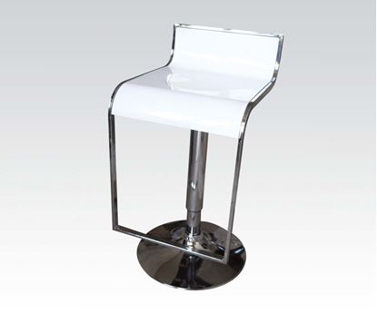 Picture of White/Chrome Adjustable Stool W/Chromed Base and Fo  (Set of 2)