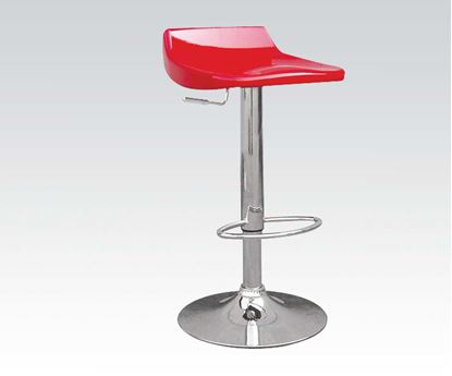 Picture of Red/Chrome Adjustable Stool W/Chromed Base and Foot  (Set of 2)