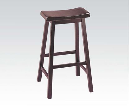 Picture of Contemporary Walnut Finish 29" Seat Height Solid Wood Stool  (Set of 2)