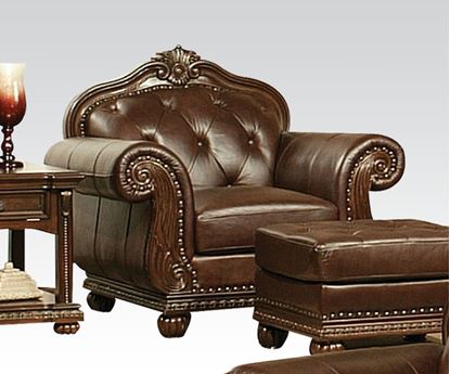 Picture of Anondale Traditional Top Grain Leather Cherry Sofa Chair