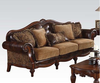 Picture of Dreena Traditional Bonded Leather and Chenille Sofa