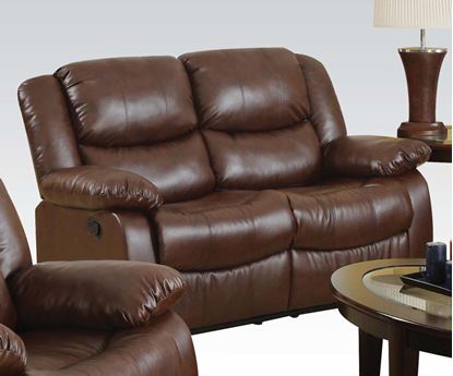 Picture of Fullerton Brown Bonded Leather Match Finish Motion Recliner Loveseat