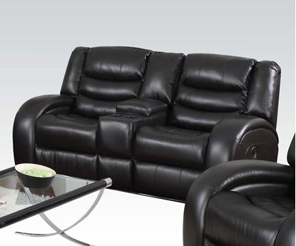 Picture of Modern Dacey Espresso Bonded Leather Motion Loveseat w/Console 
