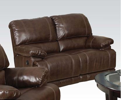 Picture of Daishiro Motion Chestnut Bonded Leather Loveseat 