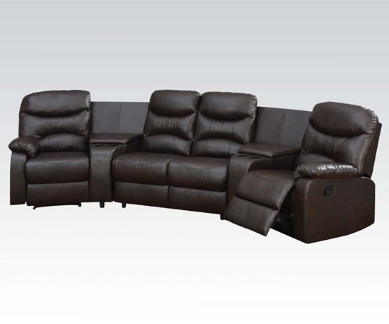 Picture of Spokane Brown Bonded Leather Match Home Theatre Sectional Set