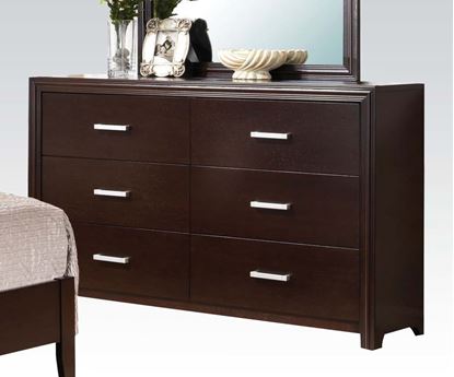 Picture of Ajay Black PVC / Espresso Finish 6 Drawer Dresser 