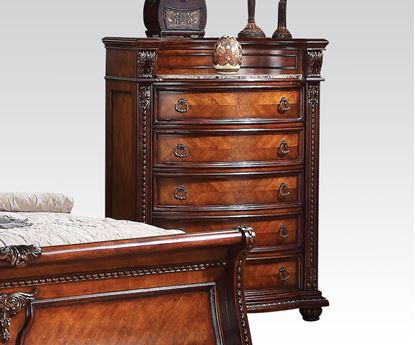 Picture of Nathaneal Traditional Tobacco Marble Top Chest