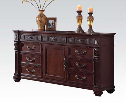 Picture of Vevila Cherry Brown Finish 9 Drawer Dresser 