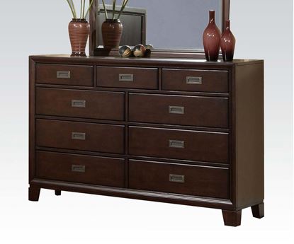 Picture of Bellwood Transitional Cappuccino Storage 9 Drawer Dresser