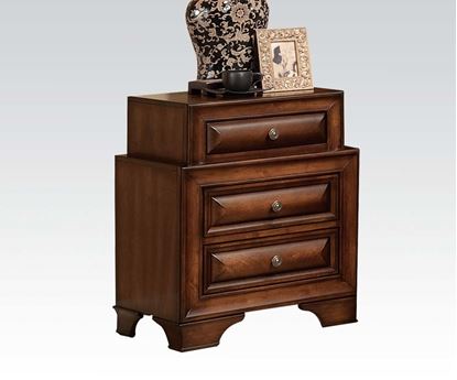 Picture of Konance Brown Cherry Finish 3 Drawer Nightstand 