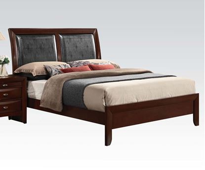 Picture of Ireland Espresso Queen Bed with Black PU Headboard 