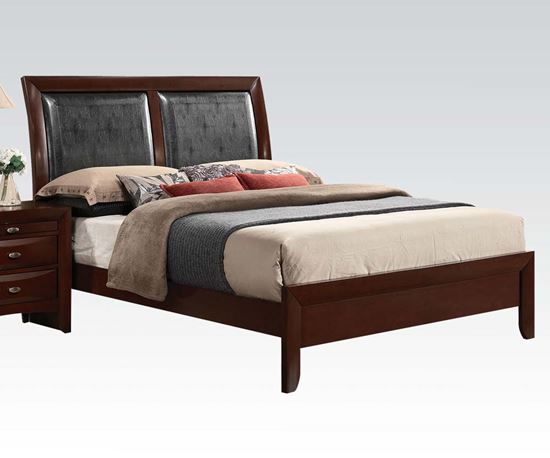 Picture of Ireland Espresso Queen Bed with Black PU Headboard 