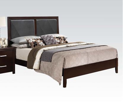 Picture of Ajay Black PVC / Espresso Finish Queen Bed 