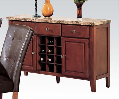 Picture of Brown Marble Top Dining Server with Wine Rack
