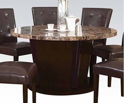 Picture of Granada Brown Finish Round Marble Top Dining Table