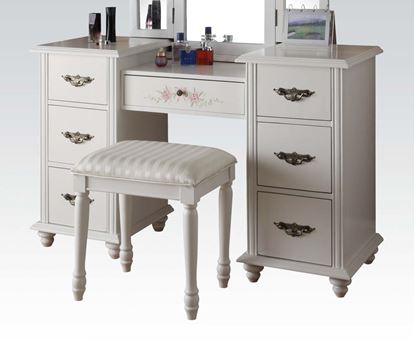 Picture of Torian White Finish Vanity with Stool
