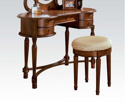 Picture of Floral Vanity Set with Padded Bench in Cherry Finish