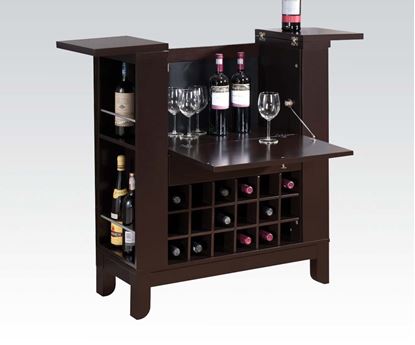 Picture of Nelson Dark Brown Finish Wood Bar Cabinet