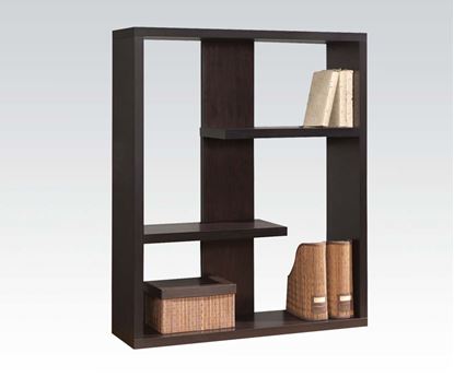 Picture of Carmeno Espresso Finish Wood 3 Tier Alternating Book Case Shelf Unit