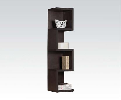 Picture of Carmeno Espresso Finish Wood 4 Tier Corner Book Case Shelf Unit