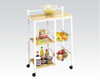 Picture of Contemporary Modern White Metal Kitchen Cart