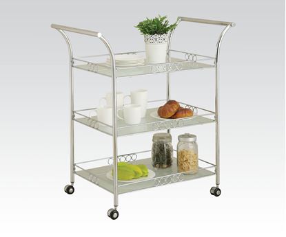 Picture of Modern Chrome Metal 3 Shelf Kitchen Cart