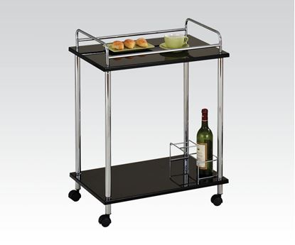 Picture of Daksh Chrome Serving Cart W/5Mm Tempered Black Glass