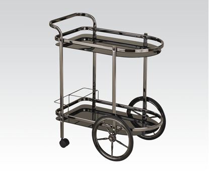 Picture of Anil Black Nickel Serving Cart w/5mm Tempered Black Glass