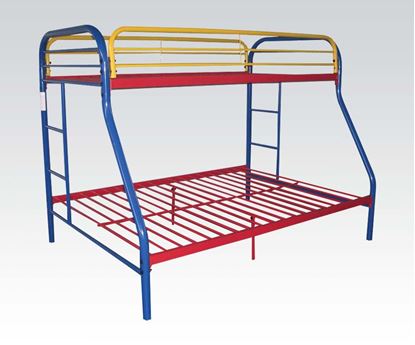 Picture of 2" Tube Rainbow Finish Twin Over Full Metal Bunk Bed